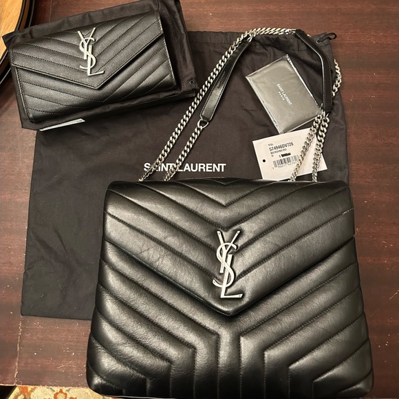 Yves Saint Laurent Medium Loulou Matelasse Leather Shoulder Bag/Wallet Combo - Picture 13 of 15